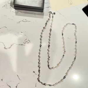 Stella and Dot sterling silver and pearl 36” necklace like new